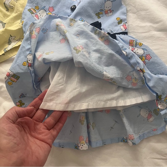 Lot (2) Baby Girl Dresses Blue Sanrio Pochacco Yellow Unicorns 12 Months - Picture 7 of 16